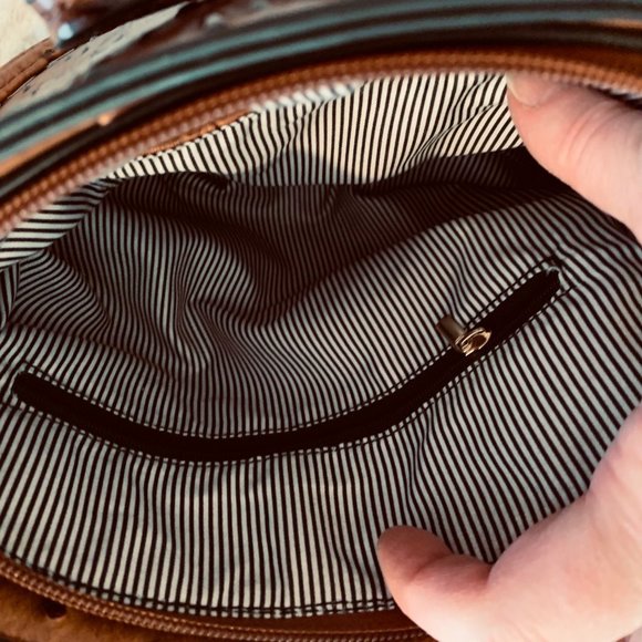 Ostrich Embossed Three Compartment Purse With Tassel and Bow - Picture 10 of 16